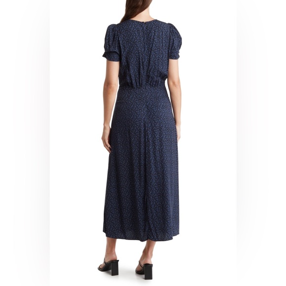 Madewell Short Sleeve V-Neck Faux Wrap Midi Dress - Picture 9 of 9